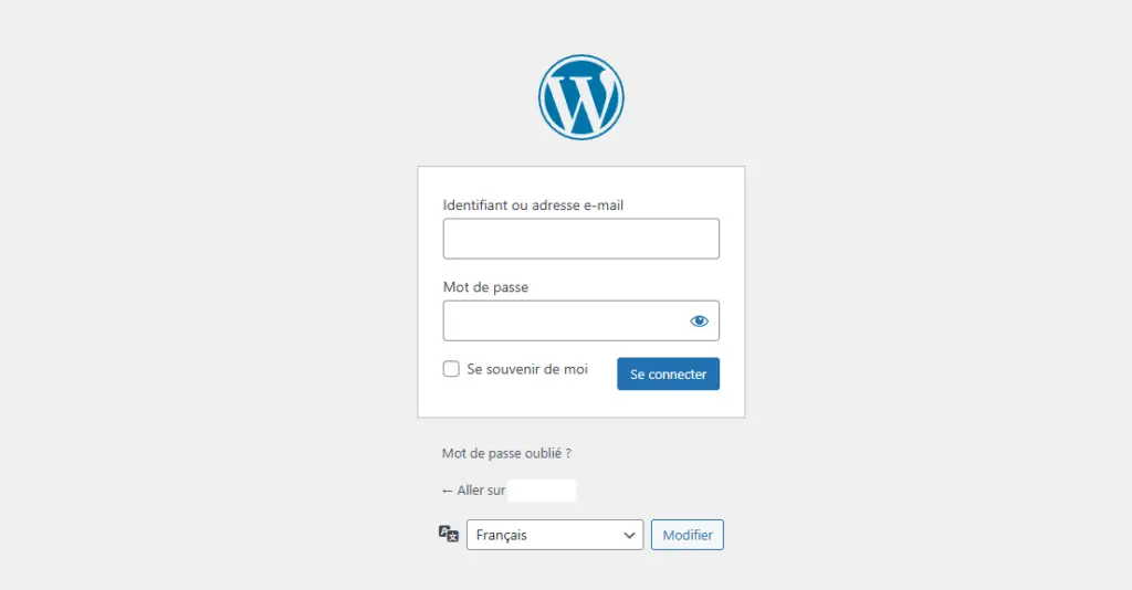 Interface connexion wordpress